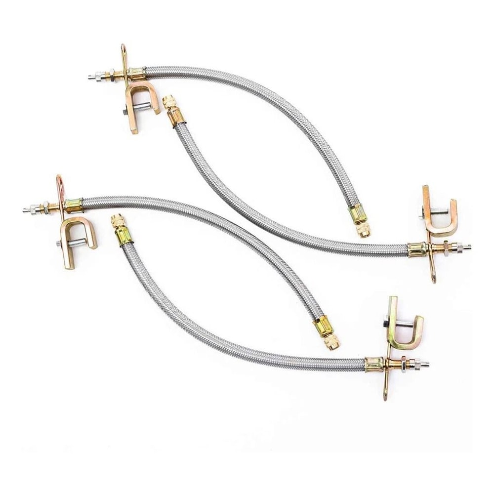 Braided Dual Tire Valve Stem Extension Stainless Steel For Trucks RV Trailers Copper Nut 0