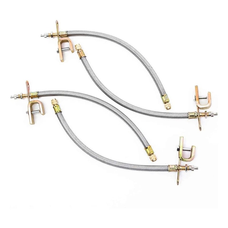 Braided Dual Tire Valve Stem Extension Stainless Steel For Trucks RV Trailers Copper Nut 0