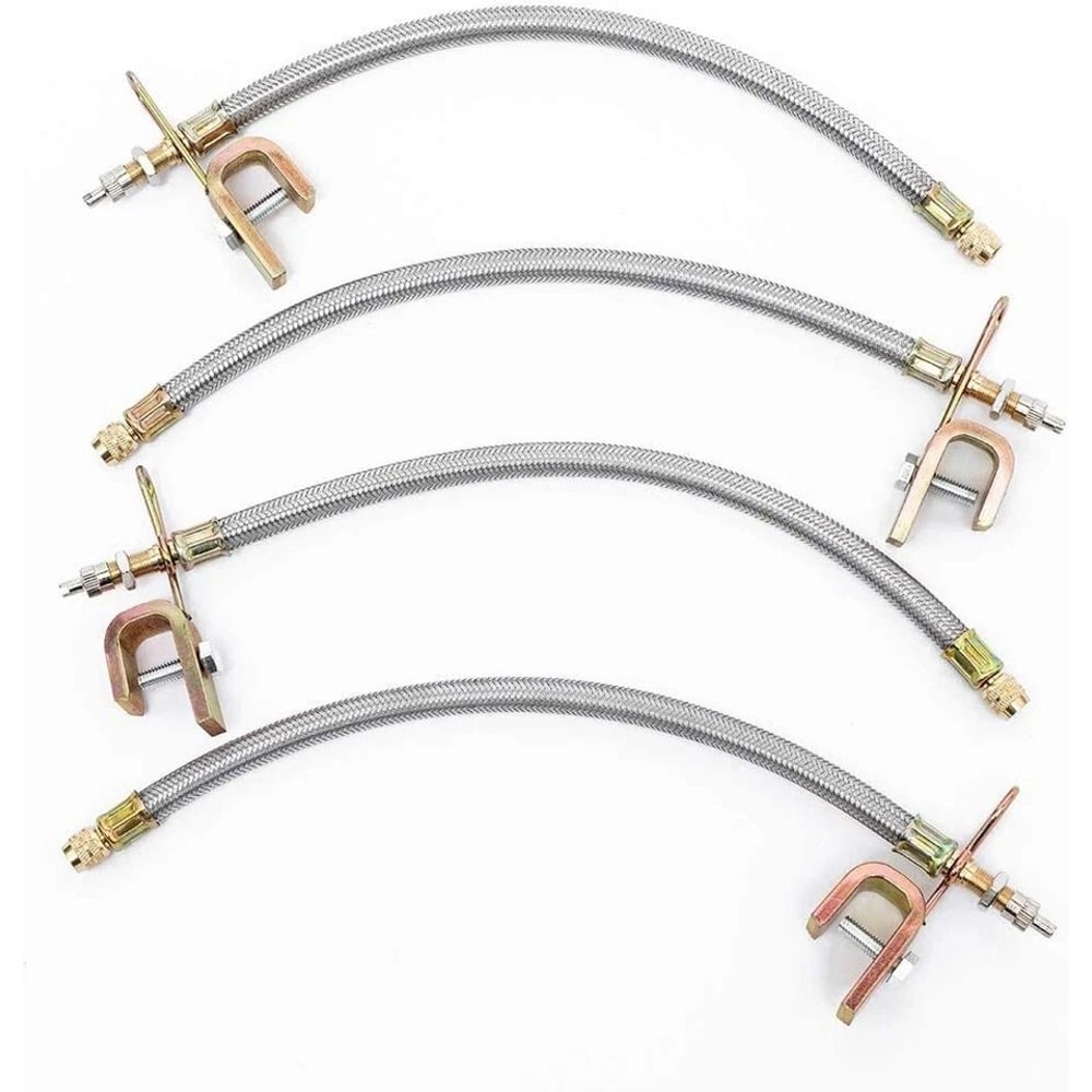 Braided Dual Tire Valve Stem Extension Stainless Steel For Trucks RV Trailers Copper Nut 2