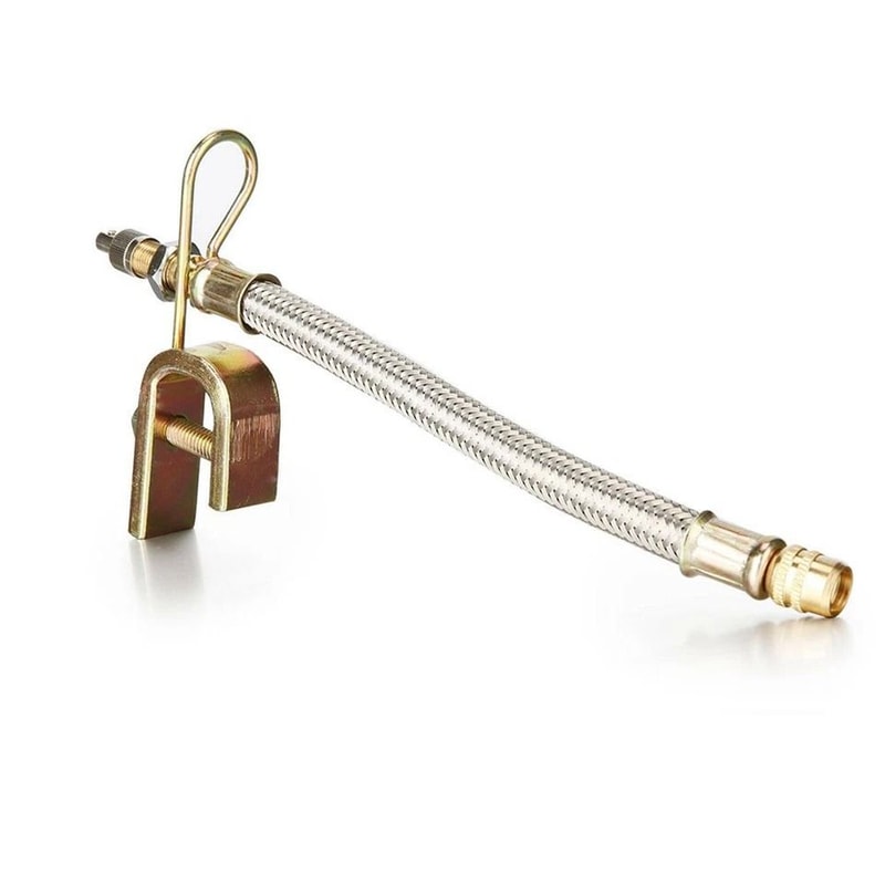 Braided Dual Tire Valve Stem Extension Stainless Steel For Trucks RV Trailers Copper Nut 4