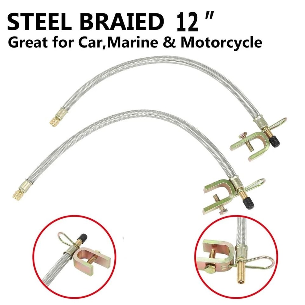 Braided Dual Tire Valve Stem Extension Stainless Steel For Trucks RV Trailers Copper Nut 7