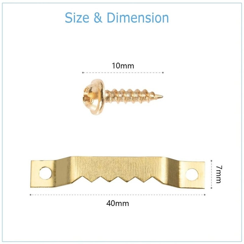 Gold Sawtooth Picture Frame Hangers Wall Hangers Hardware With Screws Durable Hanging Set For Wood 2