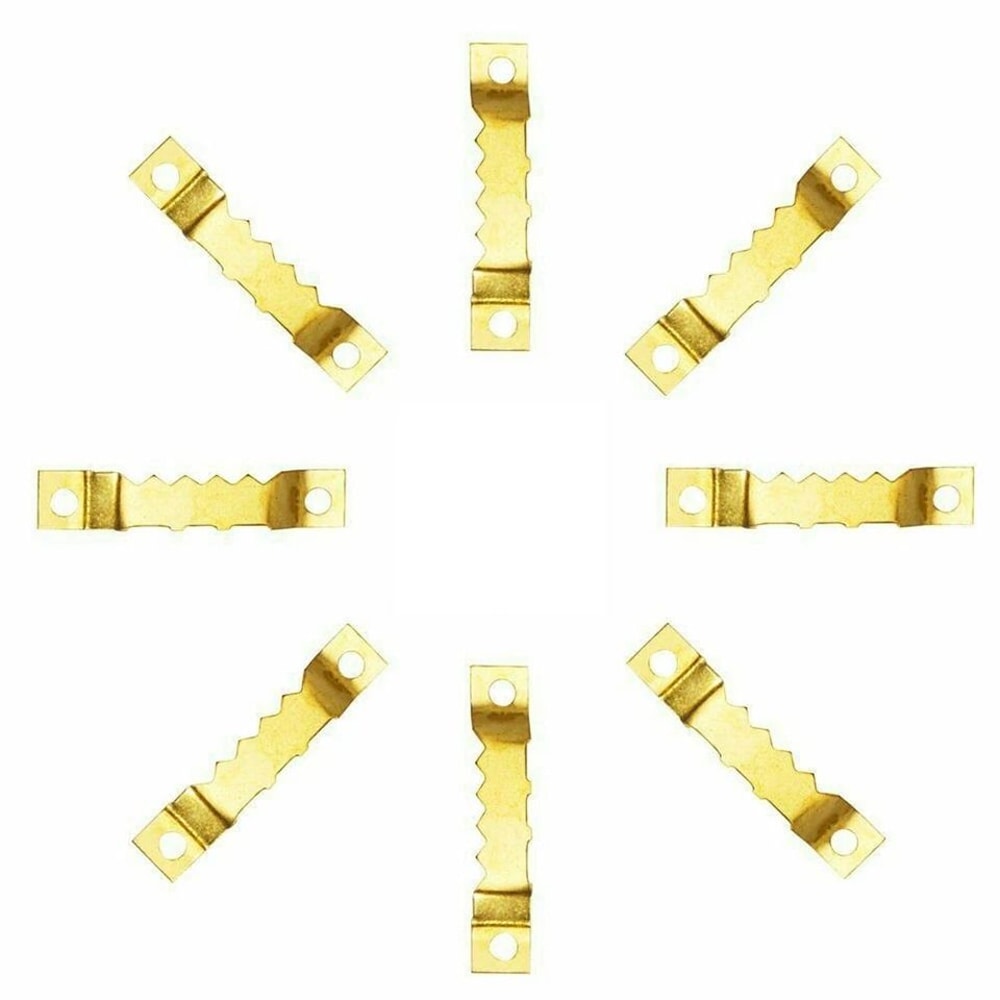Gold Sawtooth Picture Frame Hangers Wall Hangers Hardware With Screws Durable Hanging Set For Wood 0