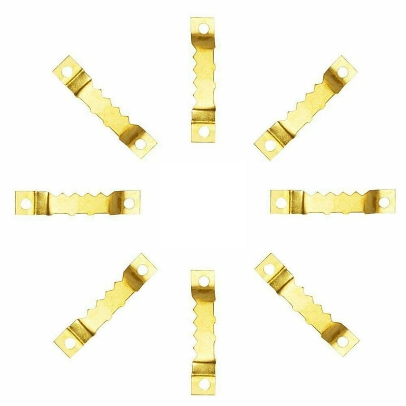 Gold Sawtooth Picture Frame Hangers Wall Hangers Hardware With Screws Durable Hanging Set For Wood 0