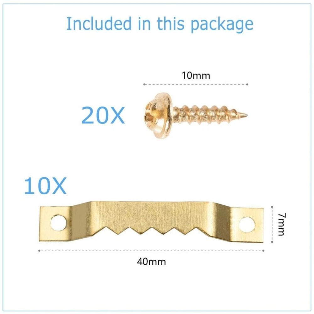 Gold Sawtooth Picture Frame Hangers Wall Hangers Hardware With Screws Durable Hanging Set For Wood 5