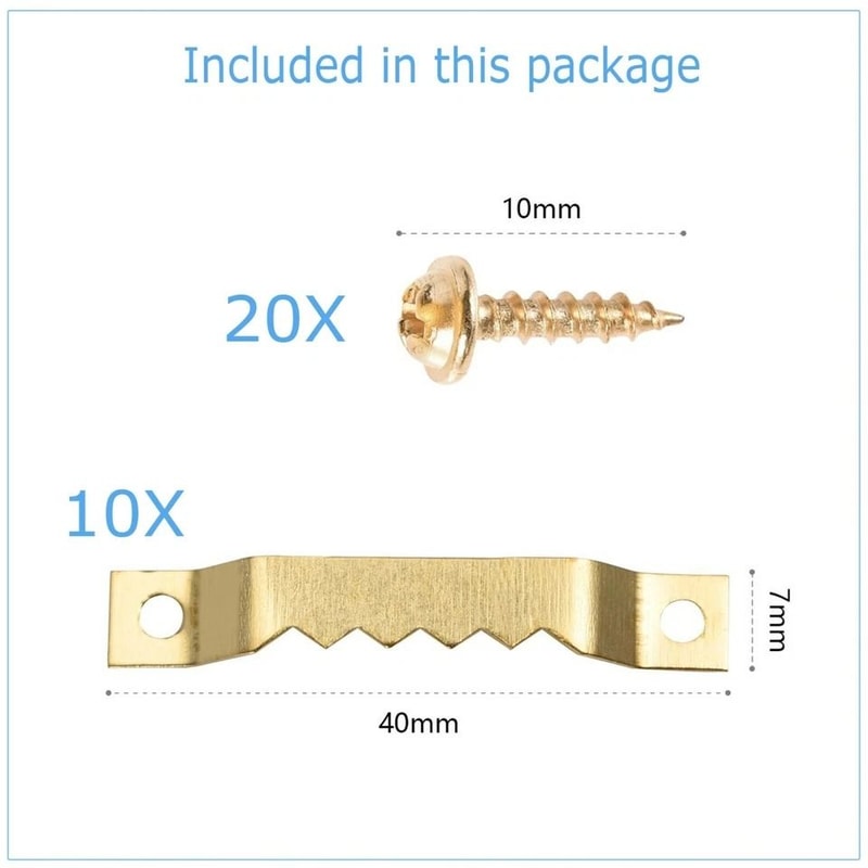 Gold Sawtooth Picture Frame Hangers Wall Hangers Hardware With Screws Durable Hanging Set For Wood 5