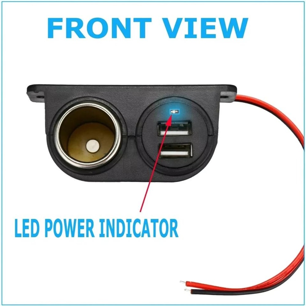 Dual USB Charger Power Adapter Car Cigarette Lighter Socket Splitter DC Outlet For Vehicles Camper 4