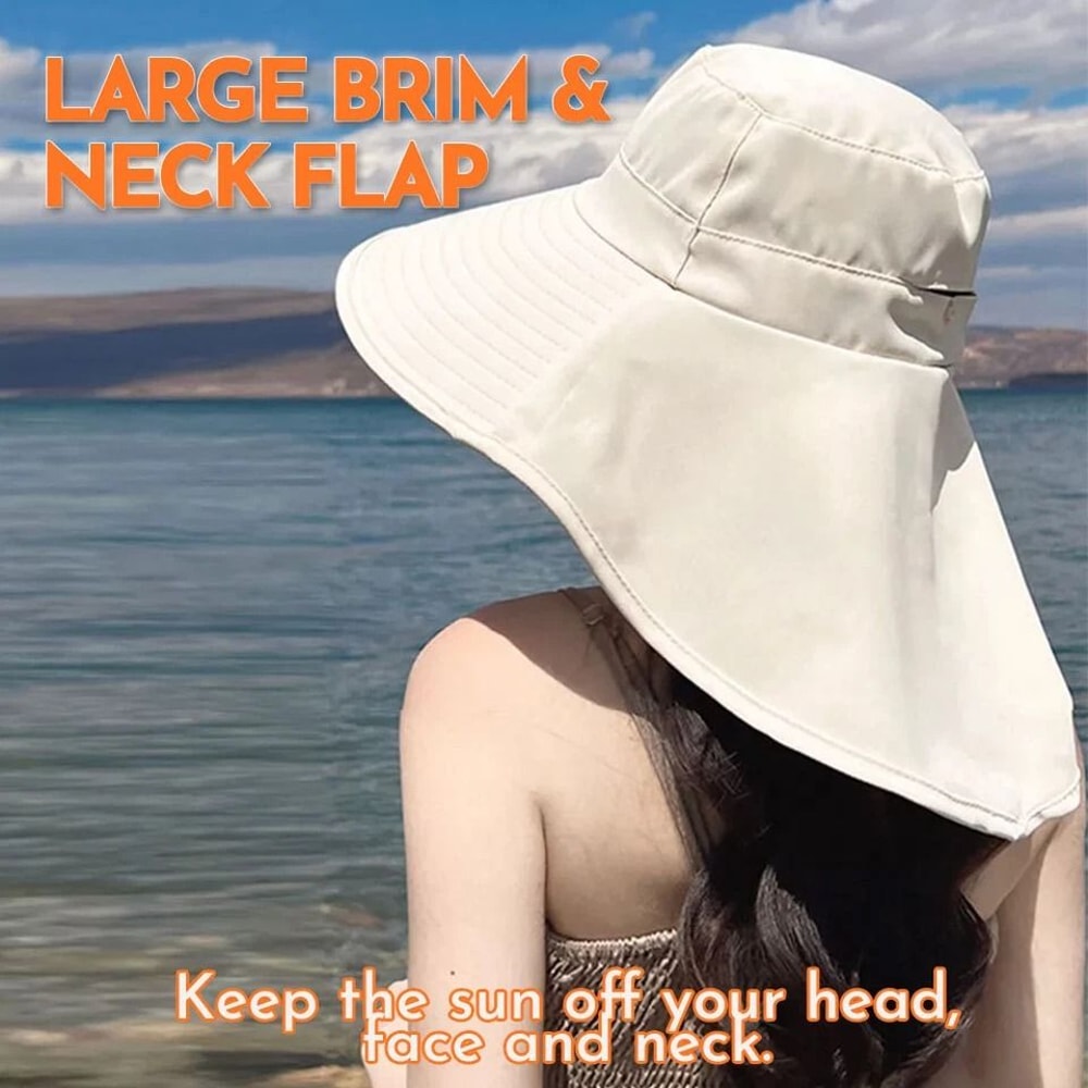 Wide Brim Sun Hat For Women UV Protection Neck Flap Adjustable Ponytail Cap For Outdoor Activities 6