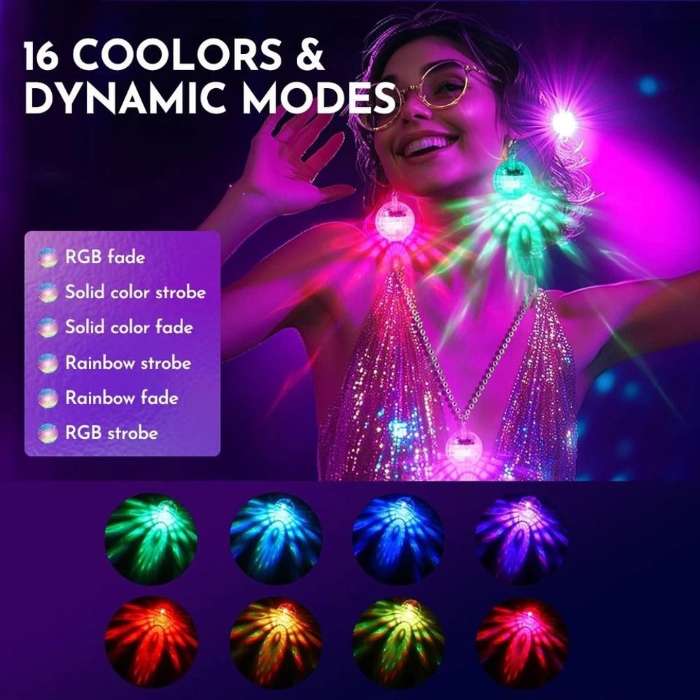 Light Up Disco Ball LED Earrings Perfect For Xmas Parties RGB Modes For Fun Glow 2