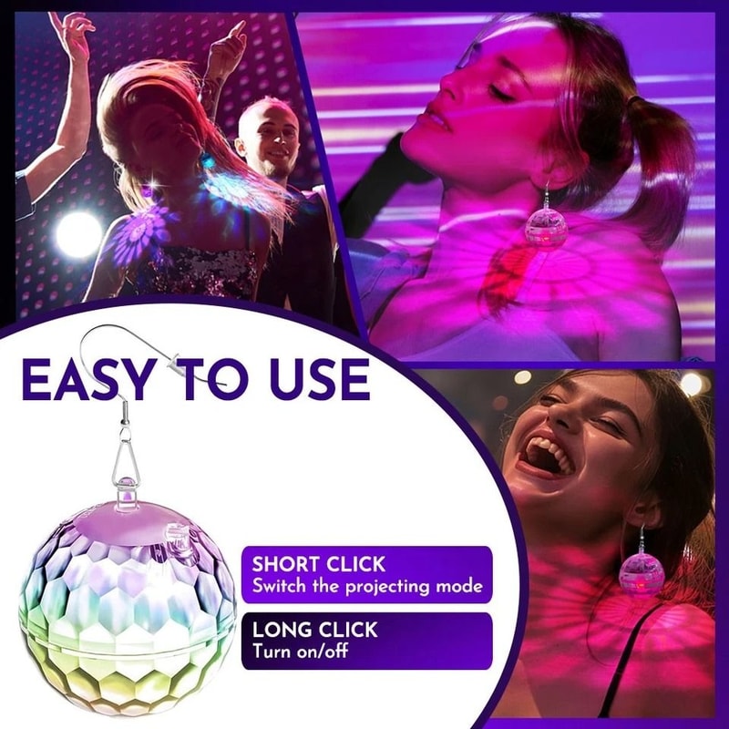 Light Up Disco Ball LED Earrings Perfect For Xmas Parties RGB Modes For Fun Glow 3