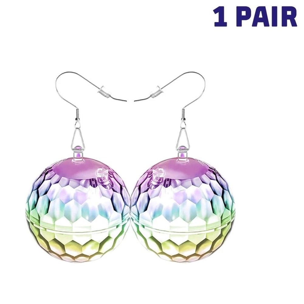 Light Up Disco Ball LED Earrings Perfect For Xmas Parties RGB Modes For Fun Glow 6