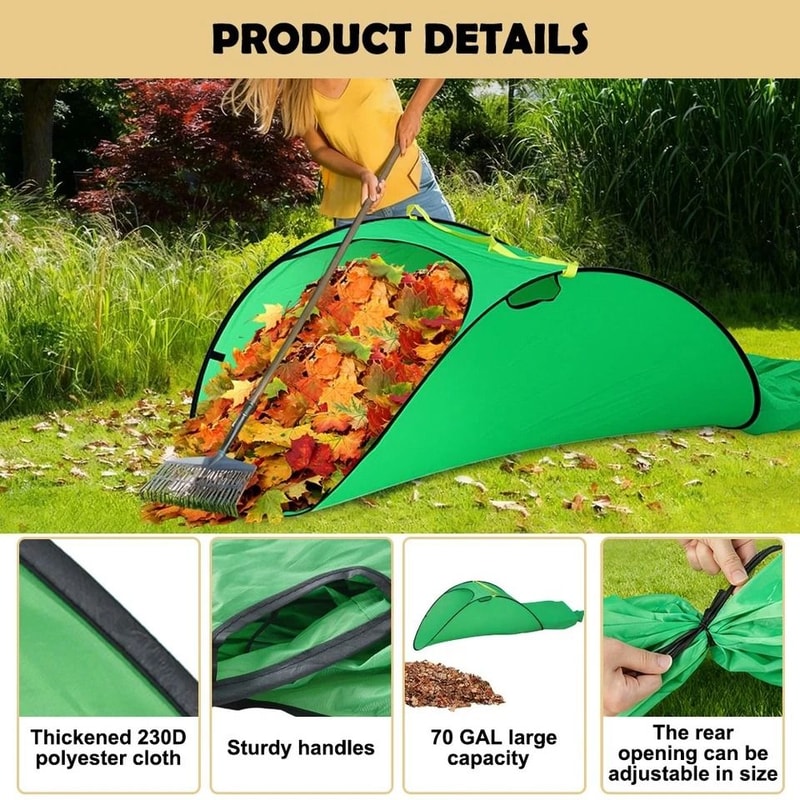 Reusable Foldable Gallon Pop Up Leaf Bag Collapsible Leaves Collector For Yard Lawn Trash Large Cap
