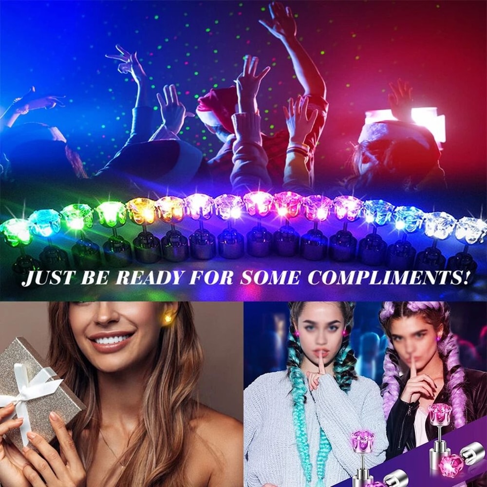 Flash Glow LED Earrings Studs Light Up Christmas Dance Club DJ Party Glow Jewelry For Night Events 5