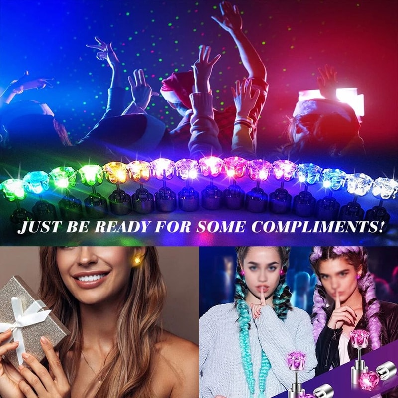 Flash Glow LED Earrings Studs Light Up Christmas Dance Club DJ Party Glow Jewelry For Night Events 5