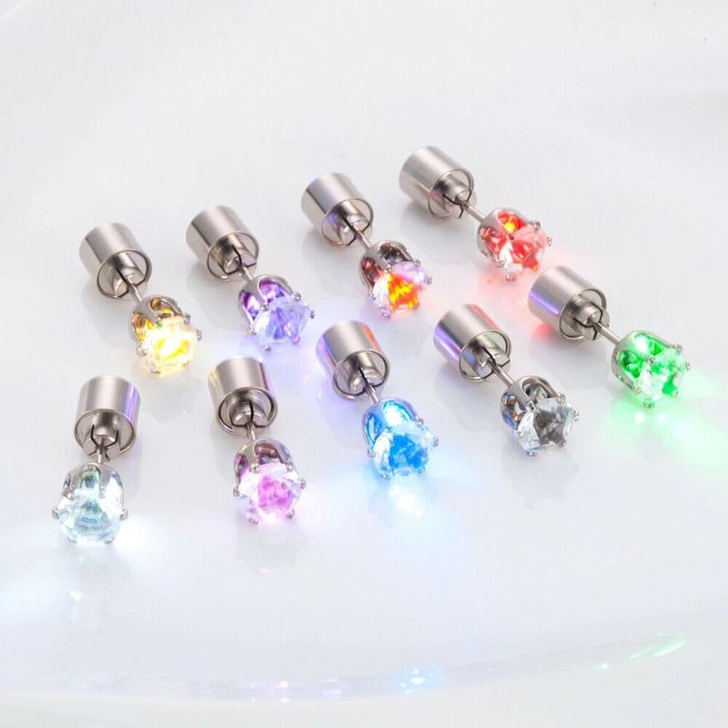 Flash Glow LED Earrings Studs Light Up Christmas Dance Club DJ Party Glow Jewelry For Night Events 7