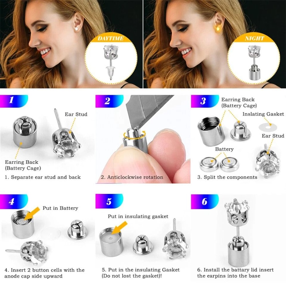 Flash Glow LED Earrings Studs Light Up Christmas Dance Club DJ Party Glow Jewelry For Night Events 8