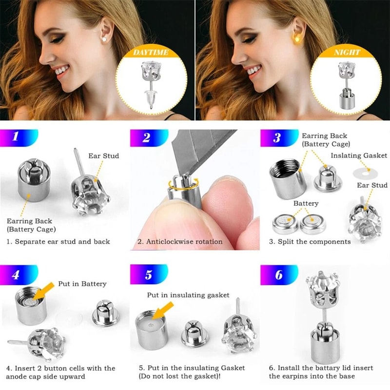 Flash Glow LED Earrings Studs Light Up Christmas Dance Club DJ Party Glow Jewelry For Night Events 8