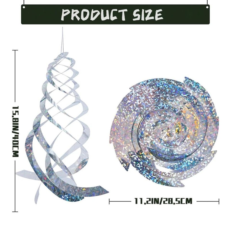 Hanging Reflective Birds Scare Deterrent Bird Repellent Spiral Reflectors For Gardens Farms Outdoo 2