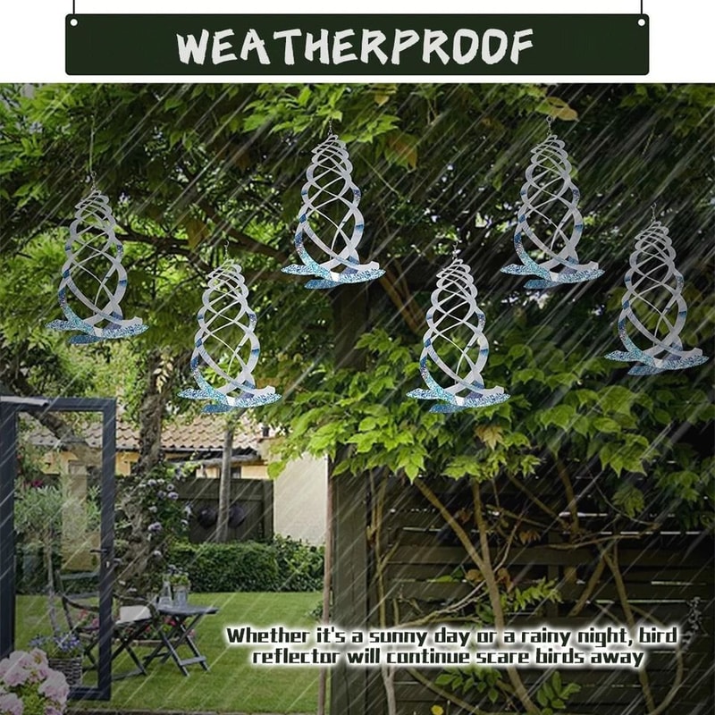 Hanging Reflective Birds Scare Deterrent Bird Repellent Spiral Reflectors For Gardens Farms Outdoo 7