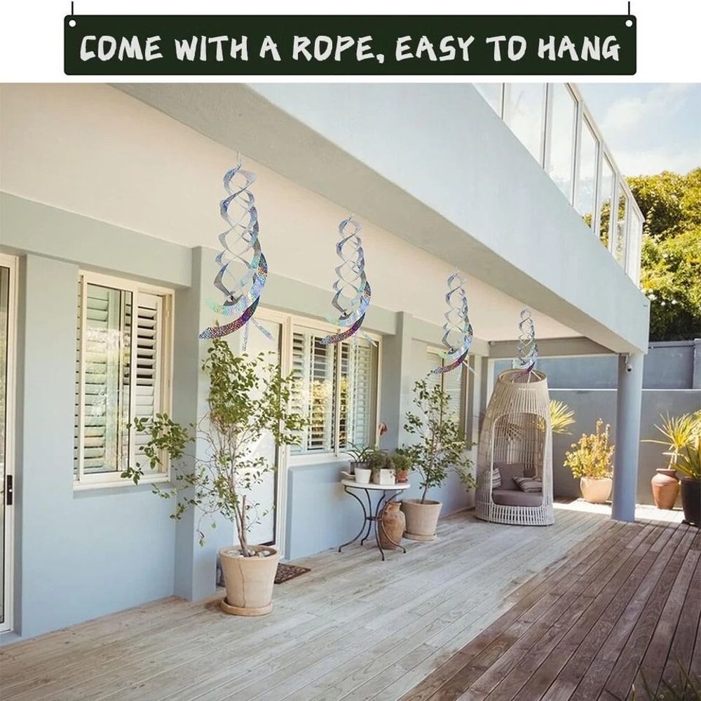 Hanging Reflective Birds Scare Deterrent Bird Repellent Spiral Reflectors For Gardens Farms Outdoo 8