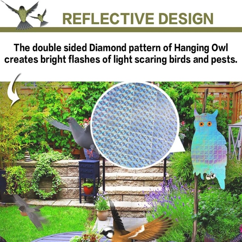 Scarecrow Owl Decoy Reflective Bird Repellent Pigeon Squirrel Deterrent Device For Garden Balcony 4