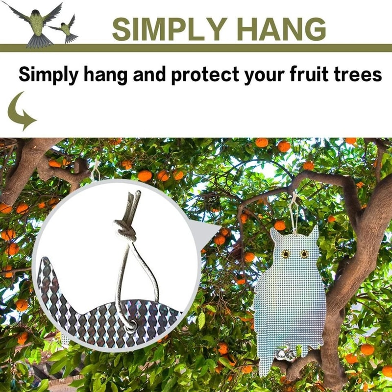 Scarecrow Owl Decoy Reflective Bird Repellent Pigeon Squirrel Deterrent Device For Garden Balcony 6