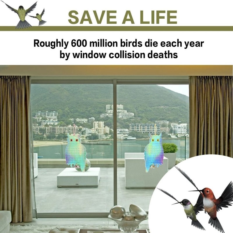 Scarecrow Owl Decoy Reflective Bird Repellent Pigeon Squirrel Deterrent Device For Garden Balcony 8