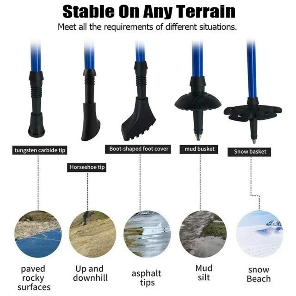 Walking Sticks AntiShock Pair Trekking Hiking Poles Collapsible Alpenstock Grip For Hiking Backpack