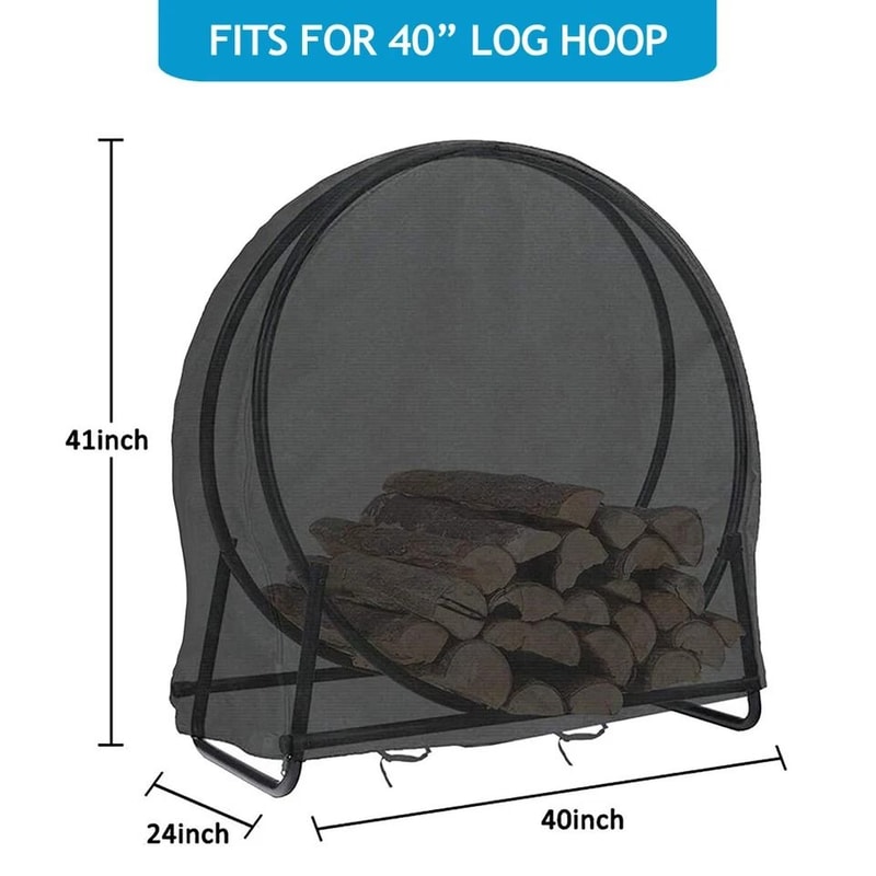 Waterproof Firewood Rack Cover Heavy Duty Log Hoop Protector UV Resistant Fits Round Log Holders 1