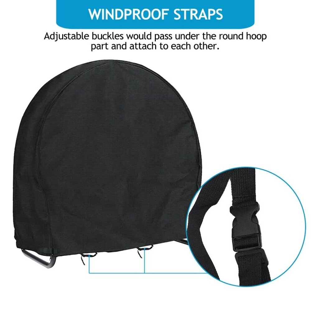 Waterproof Firewood Rack Cover Heavy Duty Log Hoop Protector UV Resistant Fits Round Log Holders 4