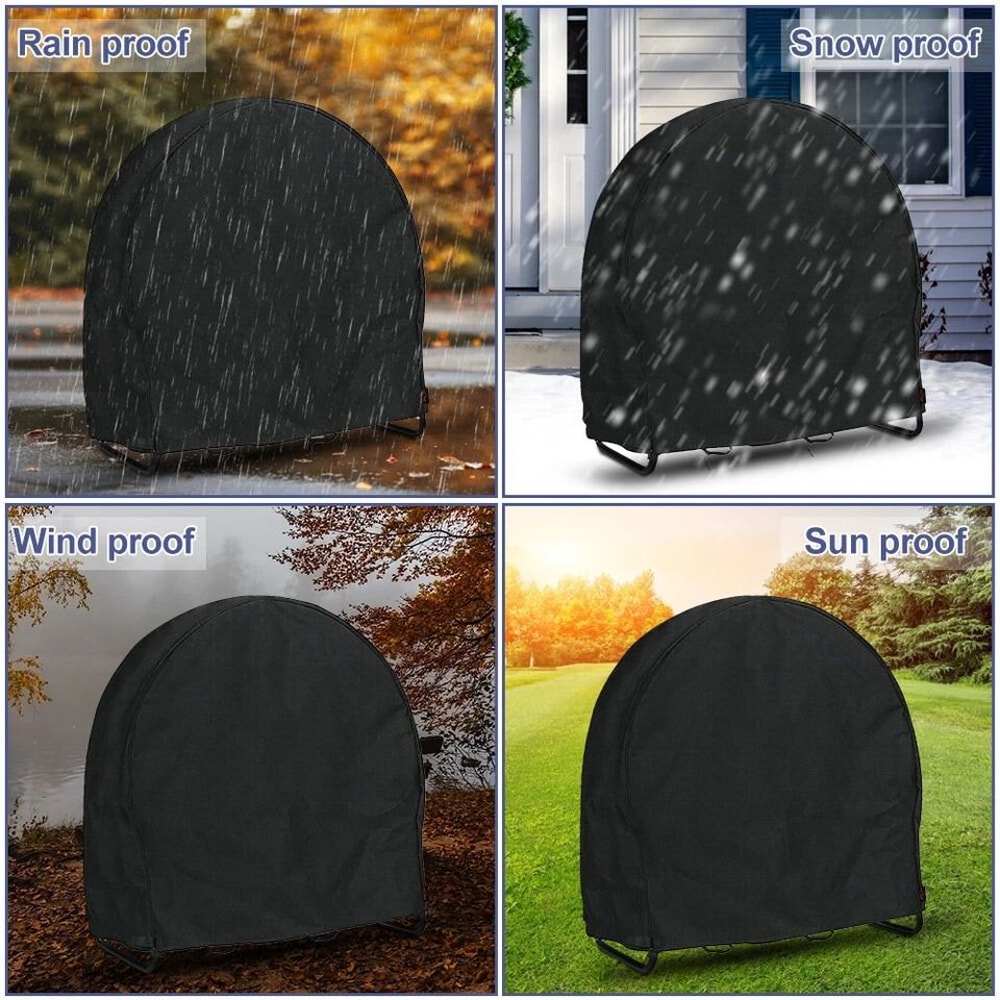 Waterproof Firewood Rack Cover Heavy Duty Log Hoop Protector UV Resistant Fits Round Log Holders 6