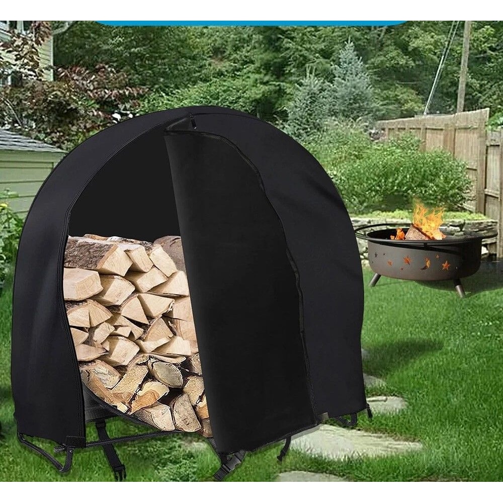 Waterproof Firewood Rack Cover Heavy Duty Log Hoop Protector UV Resistant Fits Round Log Holders 0