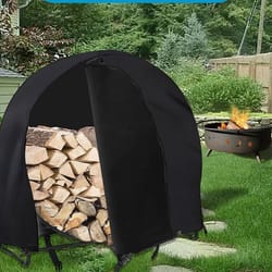 waterproof firewood rack cover, heavy duty log hoop protector, uv resistant, fits round log holders