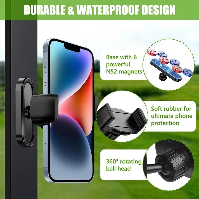 Universal Magnetic Golf Cart Phone Mount Rotatable Cellphone Holder 0