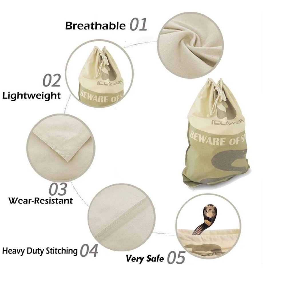 Durable Large Size Safe Snake Bag Drawstring Reptile Herp Pouch Breathable Hunting Sack For Snake H