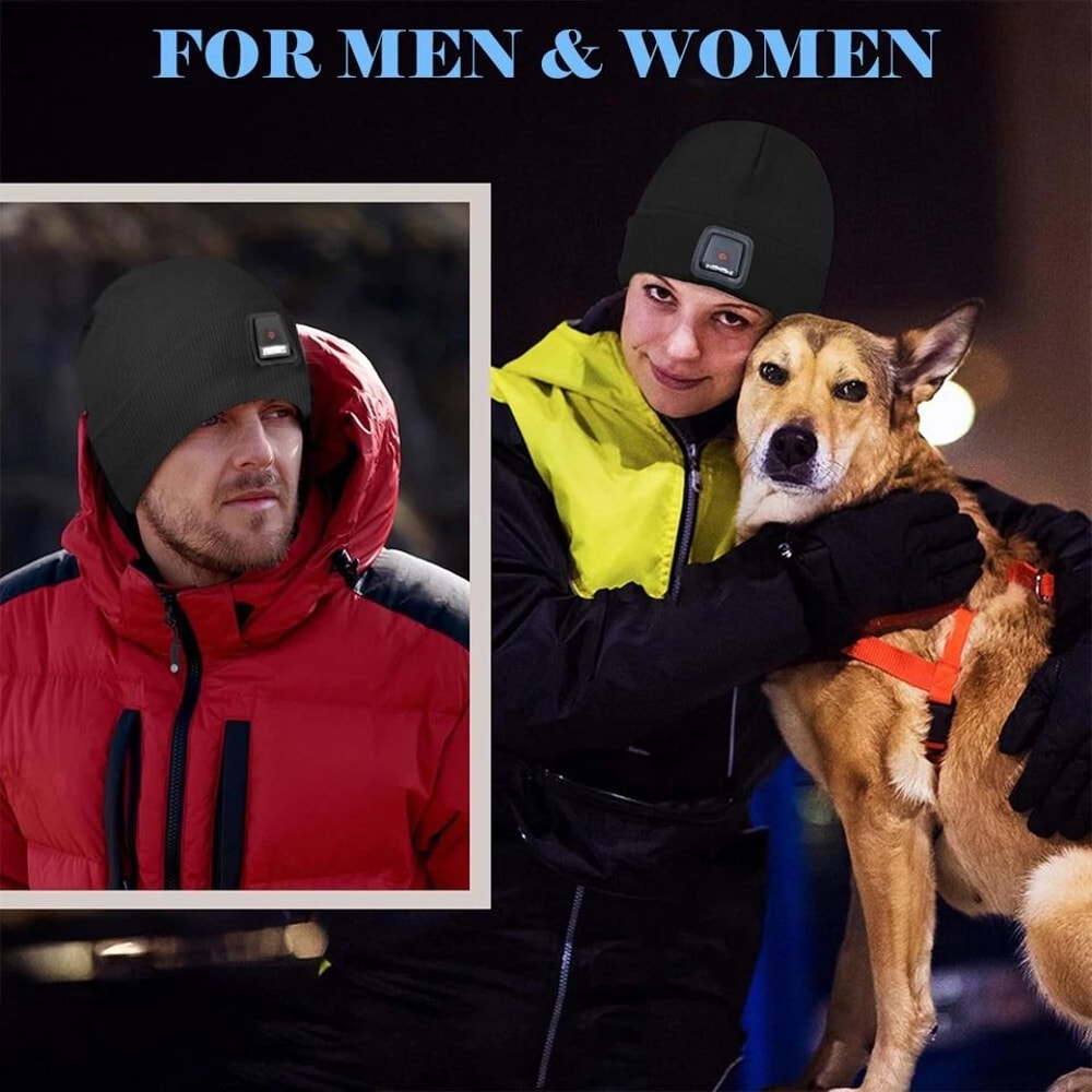 LED Light Beanie Hat Unisex Warm Winter Knit Cap With USB Rechargeable Headlamp HandsFree Lighting 5