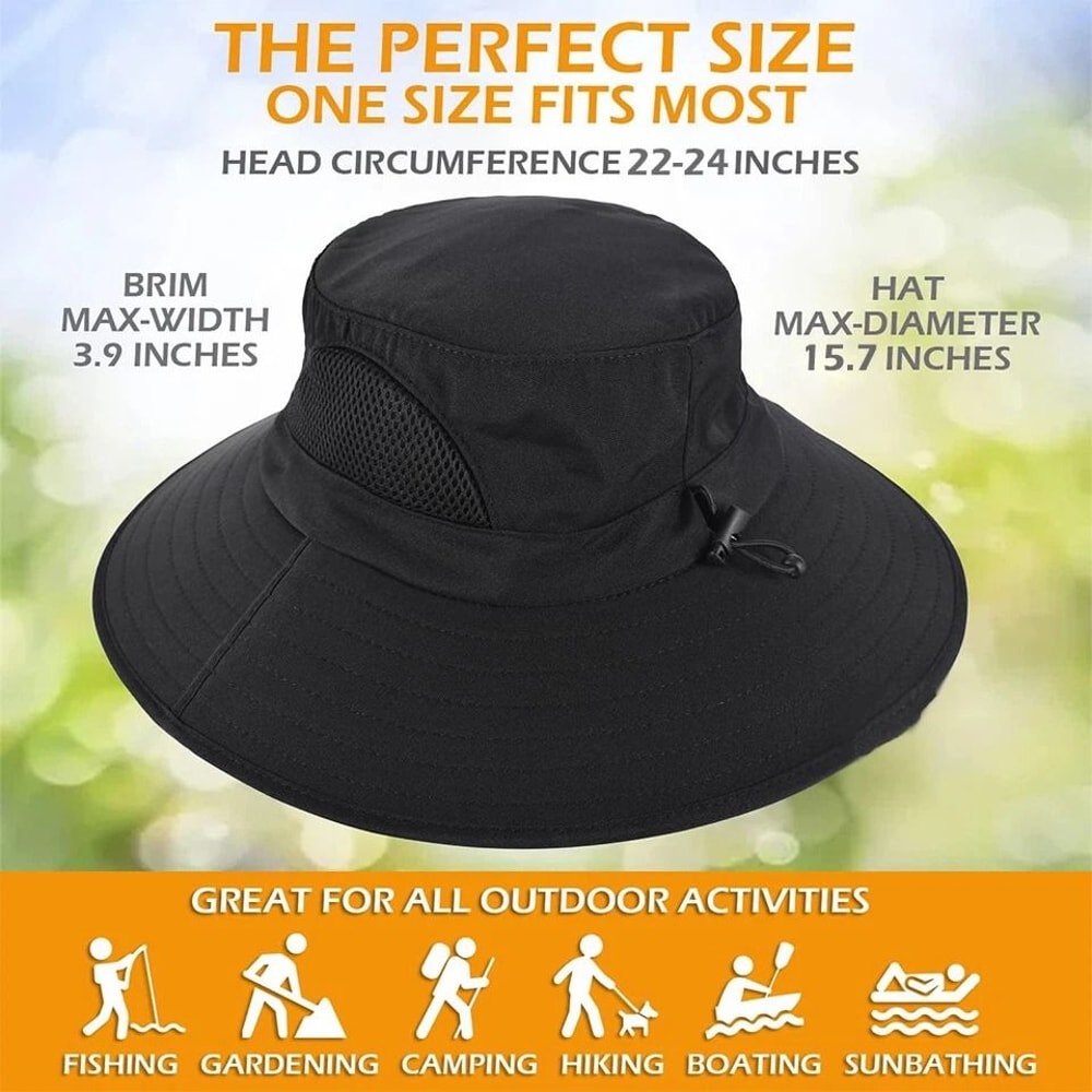 UV Protection Wide Brim Sun Hat Waterproof Bucket Cap For Hiking Fishing Safari Breathable Adjusta 1