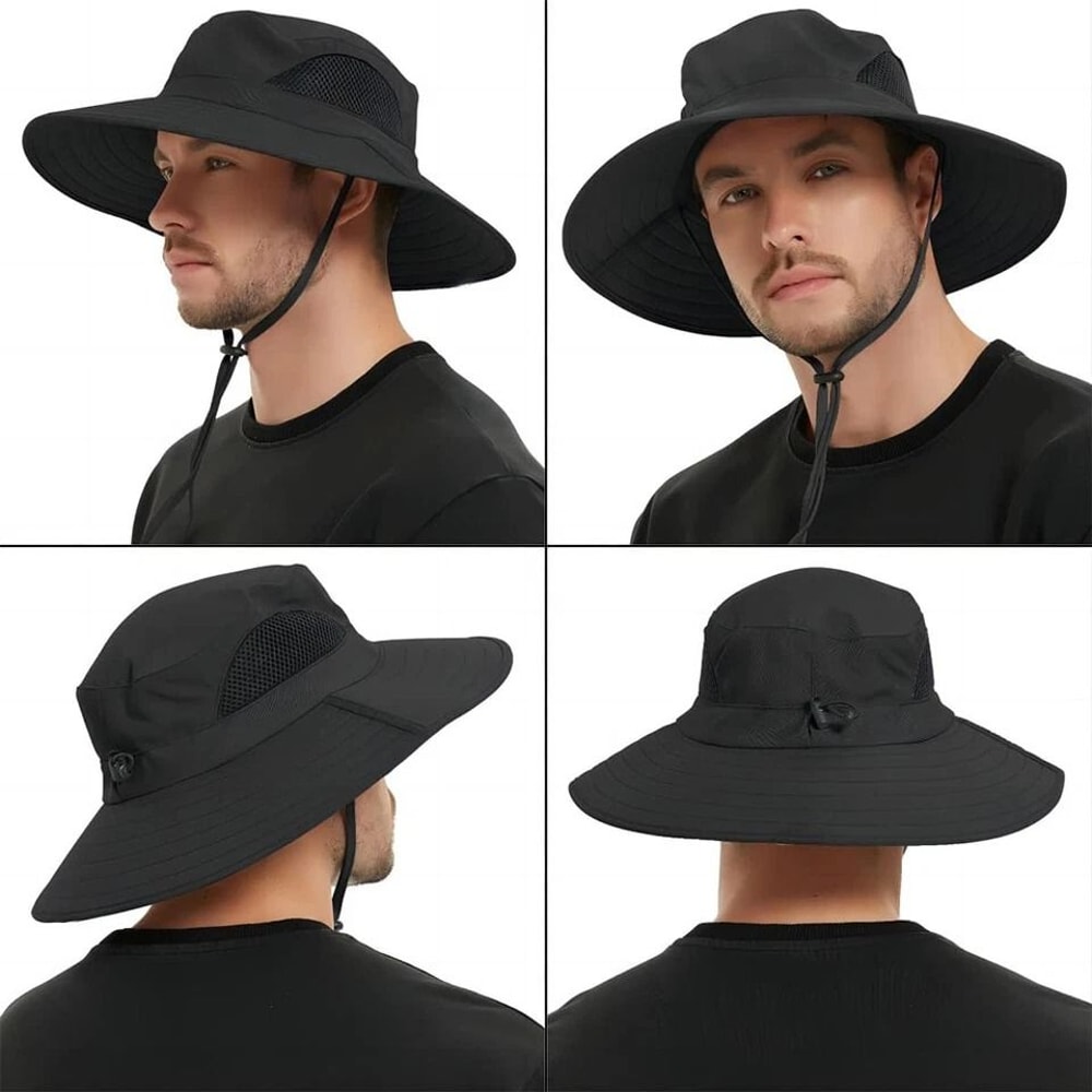 UV Protection Wide Brim Sun Hat Waterproof Bucket Cap For Hiking Fishing Safari Breathable Adjusta 5
