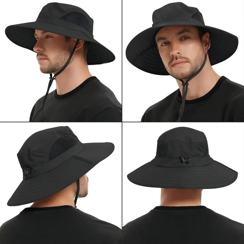 UV Protection Wide Brim Sun Hat Waterproof Bucket Cap For Hiking Fishing Safari Breathable Adjusta 5