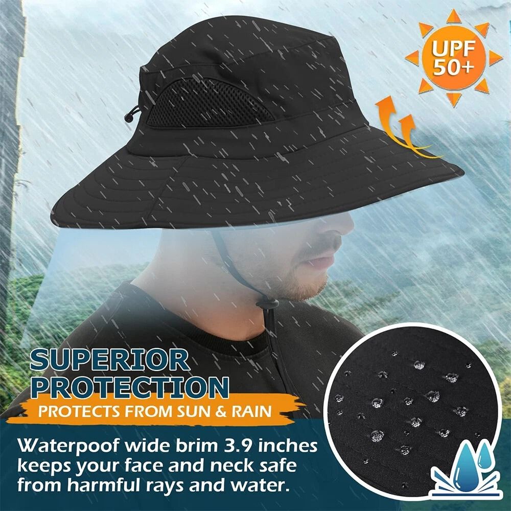 UV Protection Wide Brim Sun Hat Waterproof Bucket Cap For Hiking Fishing Safari Breathable Adjusta 7