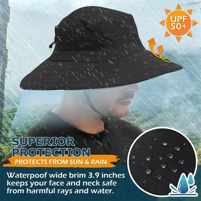 UV Protection Wide Brim Sun Hat Waterproof Bucket Cap For Hiking Fishing Safari Breathable Adjusta 7