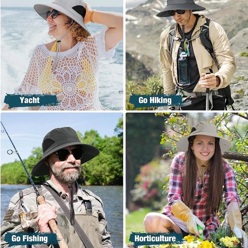 UV Protection Wide Brim Sun Hat Waterproof Bucket Cap For Hiking Fishing Safari Breathable Adjusta 8