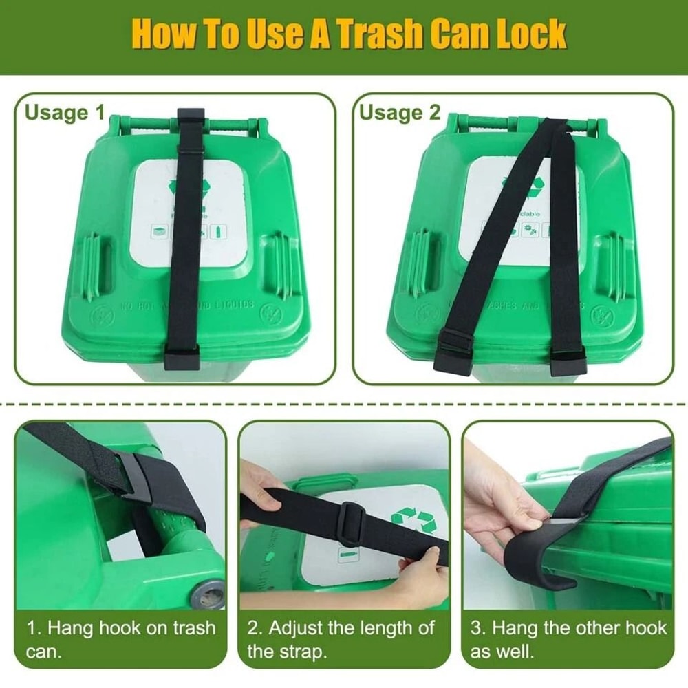 Adjustable Garbage Can Strap Raccoon Proof Trash Can Lock For Animals Secure And Protect Trash 5