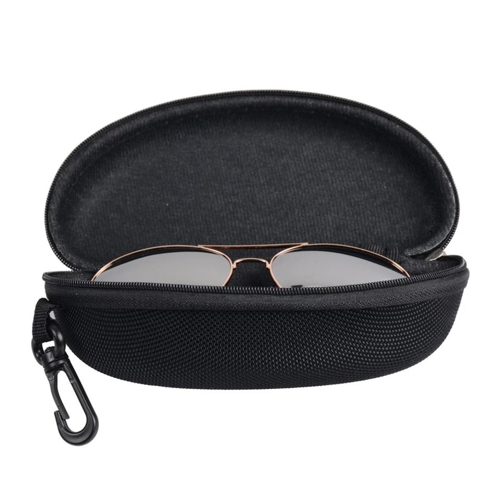 Eye Glasses Black Clam Shell Sunglasses Hard Case With Zipper Protect Your Glasses With Hook 2