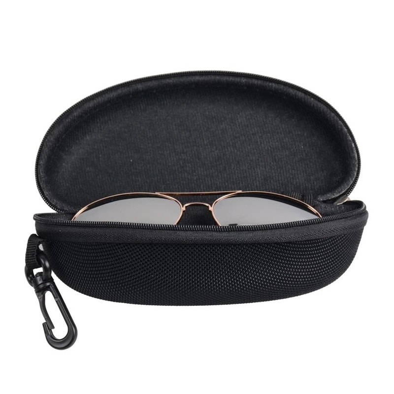 Eye Glasses Black Clam Shell Sunglasses Hard Case With Zipper Protect Your Glasses With Hook 2