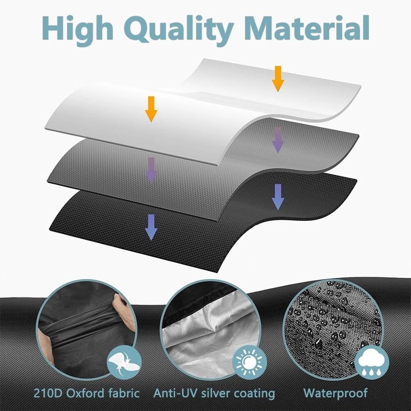 Waterproof Patio Round Fire Pit Cover UV BBQ Grill Cover Outdoor Windproof Protector For Charcoal G 2