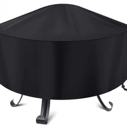waterproof patio round fire pit cover, uv bbq grill cover outdoor, windproof protector for charcoal grills