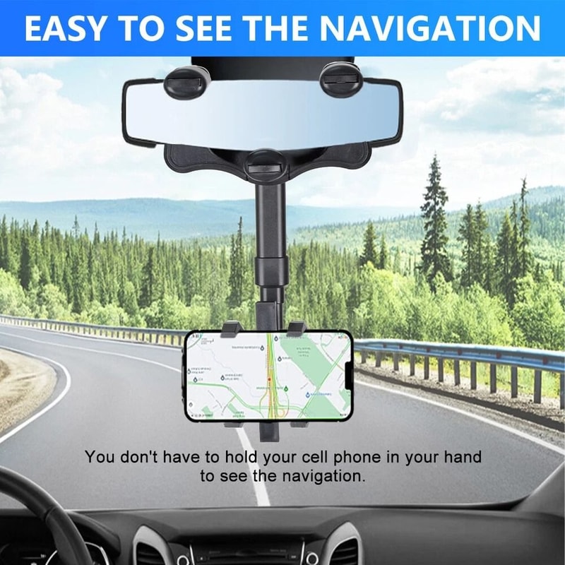 Adjustable Car Rear View Mirror Mount For Mobile Phone GPS Universal Rotation Angle OneHand Operati 4