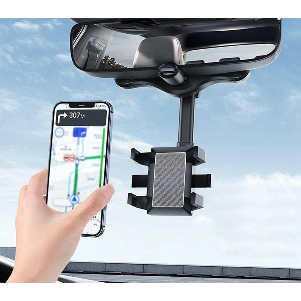 Adjustable Car Rear View Mirror Mount For Mobile Phone GPS Universal Rotation Angle OneHand Operati 0