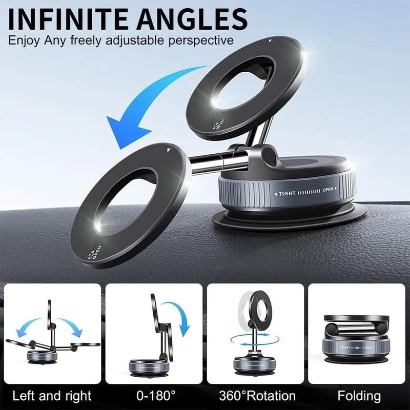 Universal Vacuum Magnetic Phone Holder Foldable Car Mount Strong Suction Cup Adjustable For IPhone 1